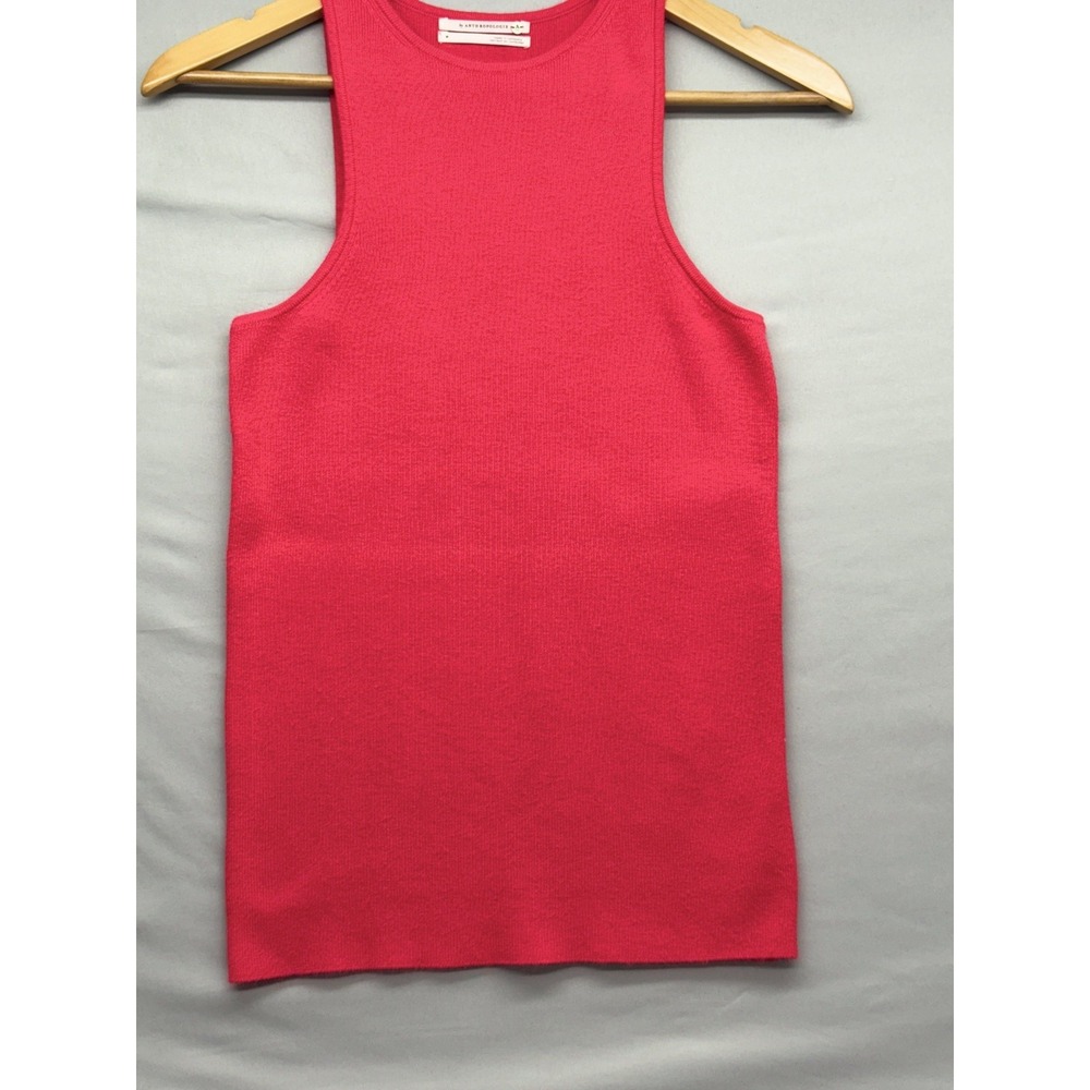 Anthropologie Sweater Tank Women Size Medium Red Fitted Stretch